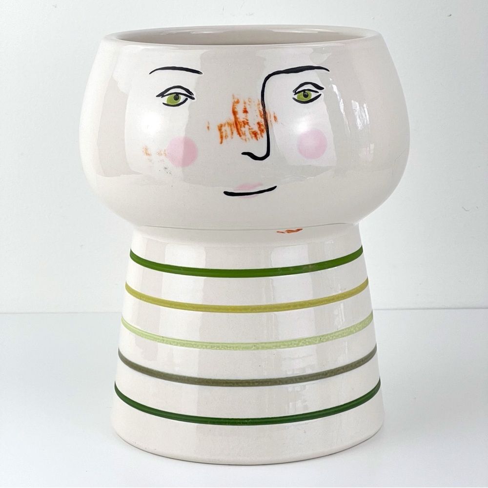 Opalhouse Stoneware Face Planter Vase 10” New